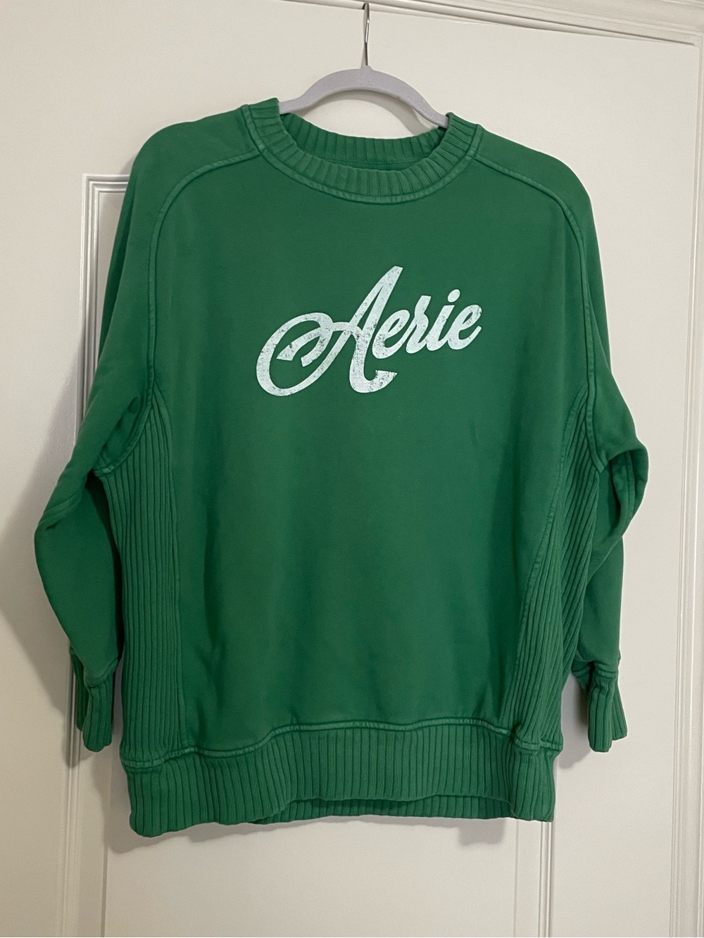 Aerie Down to Earth Crew Sweatshirt Pullover Green XS